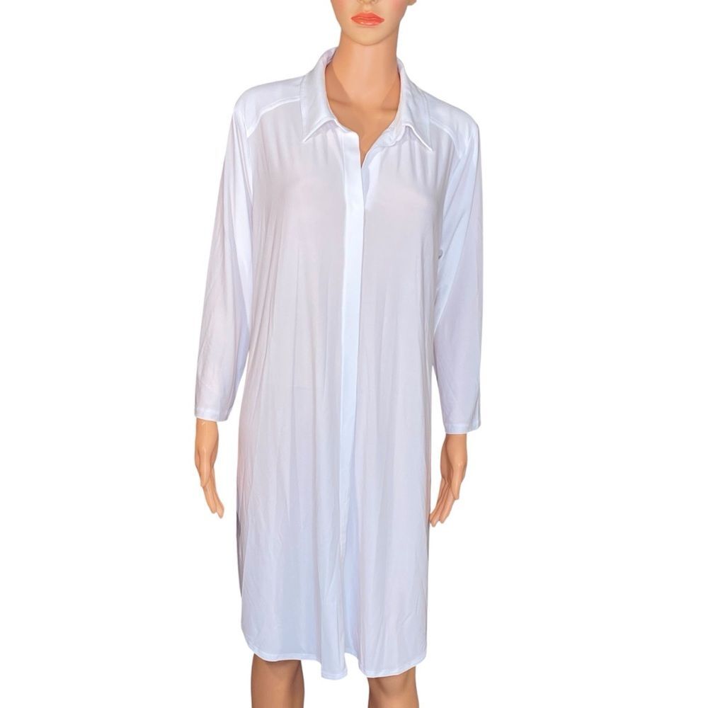 Women With Control NWT White Shirt Dress Womens Size Large Tall Midi Length